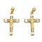 Brass Micro Pave Clear Cubic Zirconia Pendants, Long-Lasting Plated, Cross, Real 18K Gold Plated, 32x20x4.5mm, Hole: 2.5x4.5mm