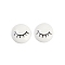 White and Black Flat Round Cartoon Resin Cabochons, Eyelash, 13x4mm