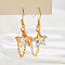 Alloy & Brass Star Dangle Earrings, Golden, 40mm