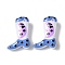 Handmade Lampwork Enamel Beads, Boot with Moon, Cornflower Blue, 24x17x8~8.5mm, Hole: 1.4mm