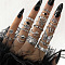 21Pcs Alloy Enamel with Plastic Pearl Finger Rings Sets, Butterfly/Flower/Snake, Antique Silver, 15~19mm
