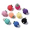 100Pcs Rubberized Style ABS Plastic Pendants, with Iron Loops, Golden, Berry, Mixed Color, 18mm, Hole: 3mm