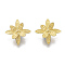 Brass Charms, Nickel Free, Flower, Raw(Unplated), 15x15x7mm, Hole: 1.4mm