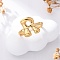 304 Stainless Steel Open Cuff Rings for Women, Letter, Real 18K Gold Plated, Letter R, 13~14x7~15mm