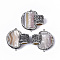 Dyed Natural Druzy Quartz Chandelier Components Links, with Gunmetal Iron Loop, Polymer Clay Rhinestones & Brass Findings, Fan, Tan, 40~45x40~45x17mm, Hole: 10mm & 2mm