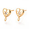 Brass Micro Pave Clear Cubic Zirconia Stud Earring Findings, Long-Lasting Plated, Nickel Free, Real 18K Gold Plated, Heart, 10.8x7.8mm, Hole: 2mm, Pin: 0.8mm