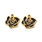 Ion Plating(IP) 304 Stainless Steel Charms, with Enamel, Flower Charm, Black, 11.5x12.5x1.5mm, Hole: 1mm