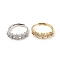 Clear Cubic Zirconia Flower Adjustable Ring, Brass Jewelry for Women, Mixed Color, US Size 8 1/2(18.5mm)