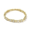 Brass Rectangle & Teardrop & Flat Round Link Chain Bracelets, Cubic Zirconia Tennis Bracelet, Real 18K Gold Plated, 7-5/8 inch(19.4cm)