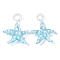 Handmade Lampwork Pendants, Starfish, Light Sky Blue, 34~40x31~36.5x6~9mm, Hole: 3~7mm