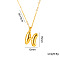 304 Stainless Steel Chunky Initial Pendant Necklaces, Real 18K Gold Plated, Letter H, 15.75 inch(40cm)