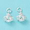 Rack Plating Brass Clear Cubic Zirconia Pendants, Long-Lasting Plated, Cadmium Free & Lead Free, with Jump Rings, Planet, Silver, 16x12x8.5mm, Hole: 4mm