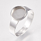 Non-Tarnish 304 Stainless Steel Pad Ring Settings, Adjustable, Flat Round, Stainless Steel Color, Tray: 8mm, Size 7(17mm)