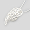 925 Sterling Silver Cage Pendant Necklaces, with 925 Stamp, Wing, Silver, 16 inch(40.5cm)), Inner Measure: 8.5x7.5mm