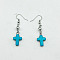 Cross Synthetic Turquoise & Alloy Dangle Earrings, Turquoise
