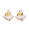 Alloy Enamel Pendants, Bees Charm, Light Gold, White, 19x16x1mm, Hole: 1.6mm