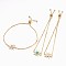 Adjustable Brass Bolo Bracelets, Slider Bracelets, with Synthetic Opal, Sun, Golden, Mixed Color, 9-7/8 inch(25cm), Link: 13x18x2.5mm