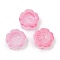 Transparent Glass Beads, Flowers, Baking Paint, Flamingo, 14x14.5x5.5~6mm, Hole: 1.2mm
