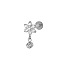 Titanium Alloy Cubic Zirconia 17 Gauge Flower Internally Threaded Labrets, Piercing Jewelry for Women Men, Stainless Steel Color, 8mm, Pin: 1.2mm