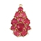 Brass Glass Pendants, Teardrop, Lead Free & Cadmium Free, Long-Lasting Plated, Rack Plating, Real 18K Gold Plated, Faceted, Cerise, 33x21x6mm, Hole: 1.2mm