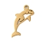 304 Stainless Steel Charms, Laser Cut, Dolphin Charm, Real 18K Gold Plated, 16.5x7x1mm, Hole: 1.2mm