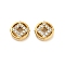 304 Stainless Steel Crystal Rhinestone Bead, Ion Plating(IP), Coins, Real 18K Gold Plated, 11.5x11x5mm, Hole: 6.5x2mm