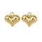 Brass Pendants, Heart Charms, Long-Lasting Plated, Cadmium Free & Lead Free, Rack Plating, Real 18K Gold Plated, 19x20x10mm, Hole: 3mm