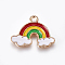 Alloy Enamel Pendants, Rainbow, Golden, Green, 14x18.5x1.5mm, Hole: 1.8mm
