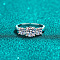 Rhodium Plated 925 Sterling Silver Pave 8.2x4.9mm Moissanite Finger Rings, Platinum, US Size 5 1/4(15.9mm)