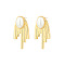 Stainless Steel Drop Stud Earrings with Natural Pearl, Golden
