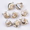 Natural Trochid Shell Links connectors, with Edge Brass Golden Plated and Iron Loops, Nuggets, Dark Salmon, 17~22x13~16x11.5~14mm, Hole: 1.8mm