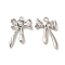 Rack Plating Alloy Charms, with Glass, Nickel Free, Bowknot with Heart Charms, Platinum, Clear, 25x16x3.5mm, Hole: 1.8mm