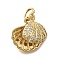 Brass Micro Pave Cubic Zirconia with ABS Imitation Pearl Pendants, Shell Shape, with Jump Ring, Real 18K Gold Plated, 16x14.5x7.5mm, Hole: 4.5mm