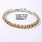 Hip-hop Brass Micro Cubic Zirconia Link Chain Bracelets for Men and Women, Light Khaki, 7-5/8 inch(19.5cm)