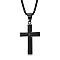 Stainless Steel Cross Pendant Necklace Men Women Hip-hop Jewelry Non-fading, Black, Pendant: 4.5x2.8cm