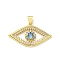 Brass Micro Pave Cubic Zirconia Pendants, Cadmium Free & Lead Free, Eye, Real 16K Gold Plated, 17.5x29.5x4mm, Hole: 5x3.5mm