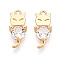 Brass Pave Cubic Zirconia Pendants, Fox Charms, Real 18K Gold Plated, 17x7.5x4~4.5mm, Hole: 1.4mm