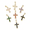 Rack Plating Brass Pendants, Glass with Cubic Zirconia, Lead Free & Cadmium Free, Long-Lasting Real 18K Gold Plated, Cross, Mixed Color, 32.5x23x5mm, Hole: 4x2.5mm