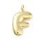 Rack Plating Brass Balloon Letter Pendants, Cadmium Free & Lead Free, Long-Lasting Plated, Real 18K Gold Plated, Letter F, 18x11.5x4.5mm, hole: 2.5mm