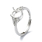 Adjustable 925 Sterling Silver Ring Components, with Cubic Zirconia, Real Platinum Plated, 1.5~3mm, US Size 6(16.5mm)