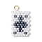 Cylinder Seed Flat Round Pendants, Playing Card, with 304 Stainless Steel Open Jump Rings, Plum Blossom, 24x14x2mm, Hole: 2mm