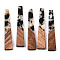 Transparent Resin & Walnut Wood Pendants, with Gold Foil, Trapezoid Charms, Waxed, Black, 44.5x8x3mm, Hole: 2mm