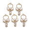 Brass Micro Pave Cubic Zirconia Pendants, Long-Lasting Plated, Ring with Teardrop, Light Gold, Clear, Clear, 25x13x3.5mm, Hole: 1.2mm