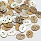 2-Hole Oval Mother of Pearl Buttons, Akoya Shell Button, Camel, 11.5x9.5x0.5~1mm, Hole: 1mm, about 720pcs/bag