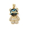 Brass Micro Pave Cubic Zirconia Resin Pendants, Bear, Lead Free & Cadmium Free, Long-Lasting Plated, Real 18K Gold Plated, Rack Plating, Colorful, 22.5x14x9mm, Hole: 4x3.5mm