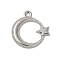 Non-Tarnish 304 Stainless Steel Pendants, Noon with Star Charm, Stainless Steel Color, 19x19x2mm, Hole: 1.8mm