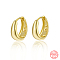 925 Sterling Silver Hoop Earrings, Real 16K Gold Plated, 10mm