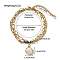 304 Stainless Steel & Natural Sodalite Beaded & Natural Shell Double Layer Bracelets, Charm Bracelets, Golden, Flat Round, 6-1/4 inch(16cm)