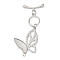 Brass Micro Pave Clear Cubic Zirconia Toggle Clasps, Cadmium Free & Nickel Free & Lead Free, with Shell, Butterfly, Platinum, Bar: 8x18x3mm, Hole: 1.5mm, Butterfly: 40.5mm, Hole: 1.3mm