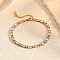 Stainless Steel Micro Pave Cubic Zirconia Link Chain Bracelets for Women, Rectangle, Real 18K Gold Plated, Clear, Inner Diameter: 6-3/4 inch(17cm)